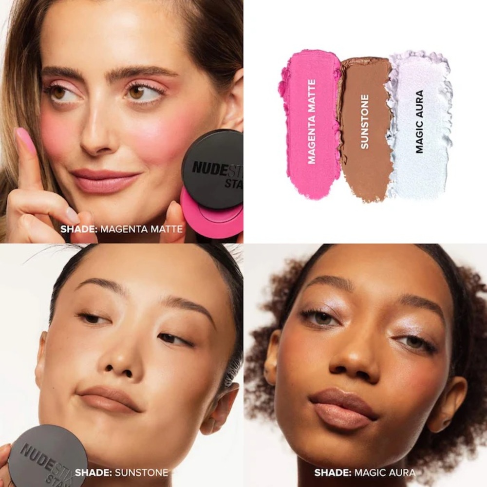 BNIB Nudestix Sunpink Glow Stax 3pc Blush Balm Set - Picture 2 of 11